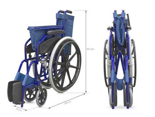 Sedia a rotelle pieghevole in alluminio, larghezza seduta 46 cm ausilio per disabili