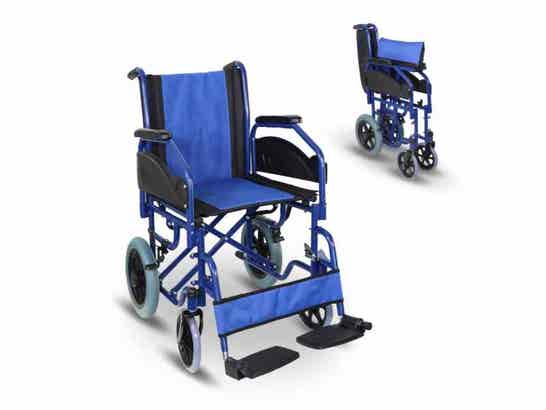 Sedia a ruote Maestranza Blu in acciaio fino a 100 kg ausilio per disabili