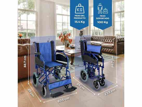 Sedia a ruote Maestranza Blu in acciaio fino a 100 kg ausilio per disabili