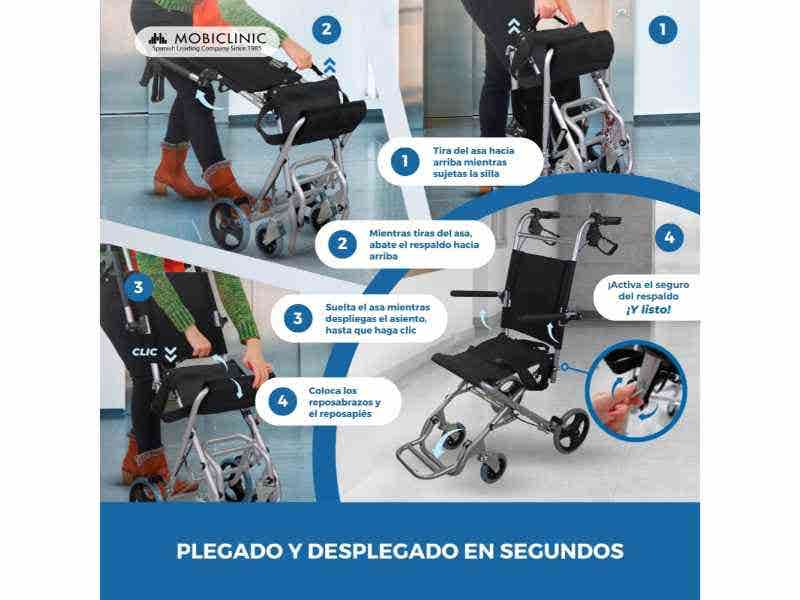 Sedia da Trasloco Neptuno in Alluminio Pieghevole 34cm Nero ausilio per disabili