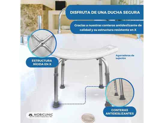 Sedia da bagno San Fermín in alluminio e PVC, regolabile, senza schienale ausilio per disabili