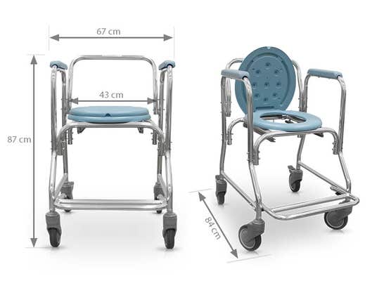 Sedia da bagno con wc e ruote ausilio per disabili