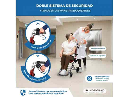 Sedia da trasloco in alluminio Neptuno, 34 cm di larghezza ausilio per disabili