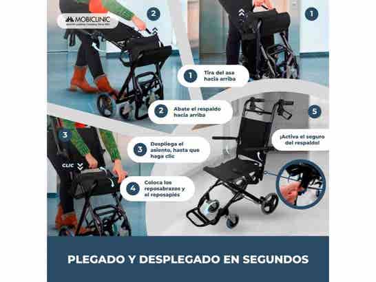 Sedia da trasporto in alluminio Saturno 34 cm tubo nero Mobiclinic ausilio per disabili