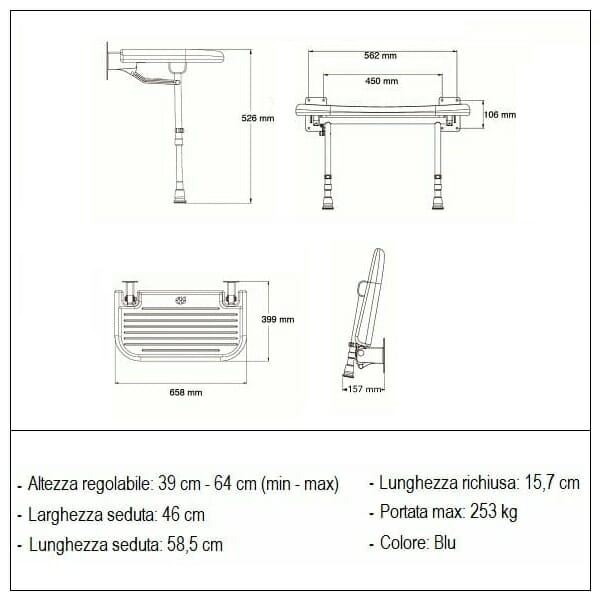 Sedile a parete Serie 4000 B04070P Allmobility ausilio per disabili
