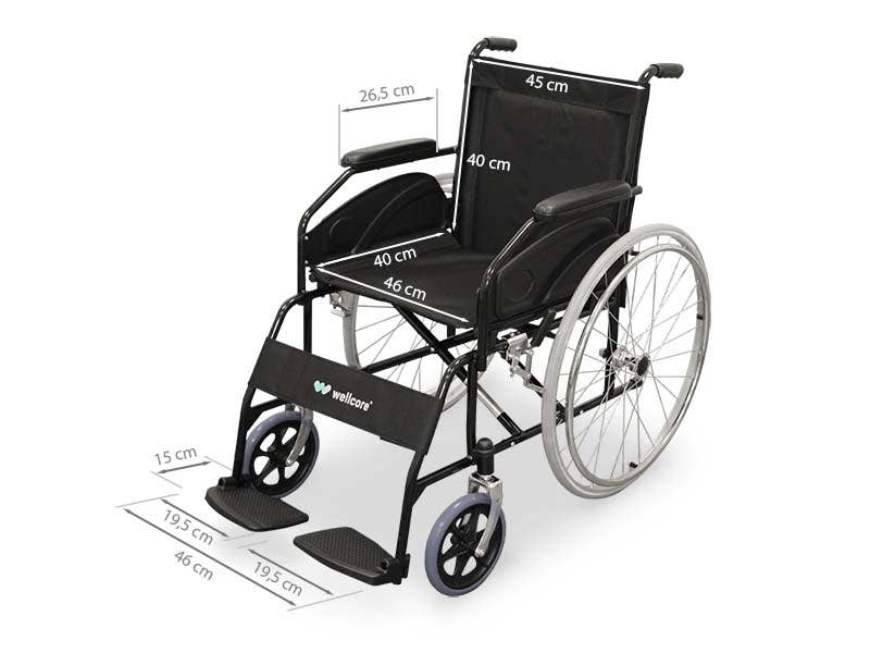 Sedia a rotelle pieghevole in acciaio Wellcore