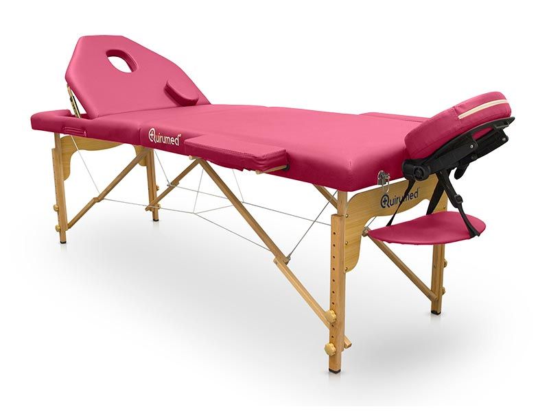 Lettino pieghevole Quirumed ELITE in legno - rosa