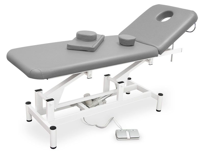 Lettino elettrico Quirumed BASIC PLUS con comando a pedale - grigio